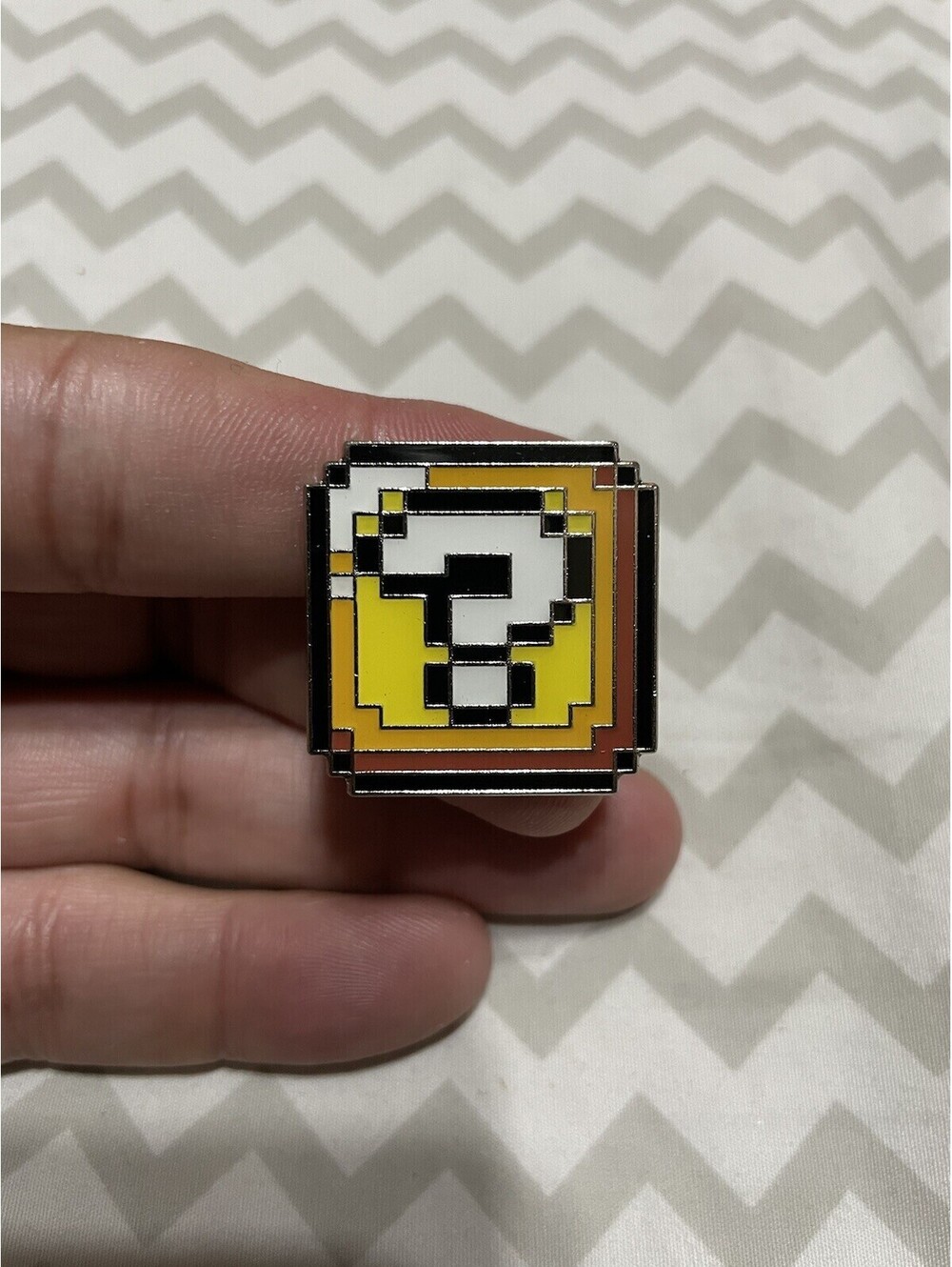 Super Mario Bros Question Box Nintendo SNES Hat Jacket Tie Tack Lapel Pin